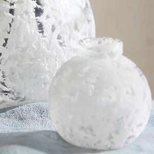 Anthropologie Flocked White Glass Bubble Vase